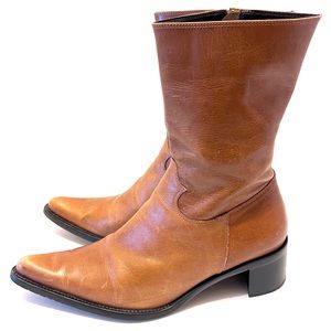 Rockin Vintage Boots Leather Pointy Toe Above ankle Booties Steve Madden Size 10